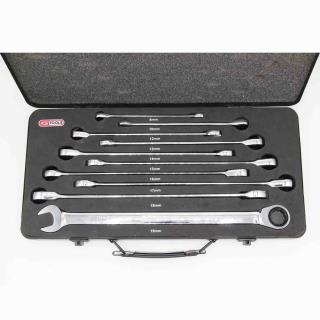 مجموعه ست 10 عددی آچار یکسر تخت یک سر رینگ جغجغه ای فوق بلند کی اس تولز KS TOOLS اصل آلمان